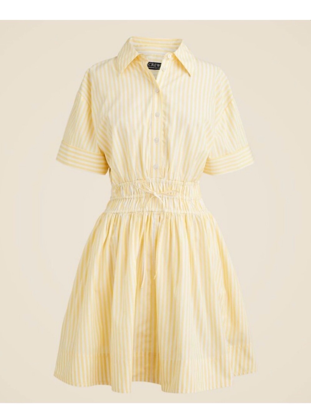 J. Crew Elena Yellow Striped Short-Sleeve Shirtdress